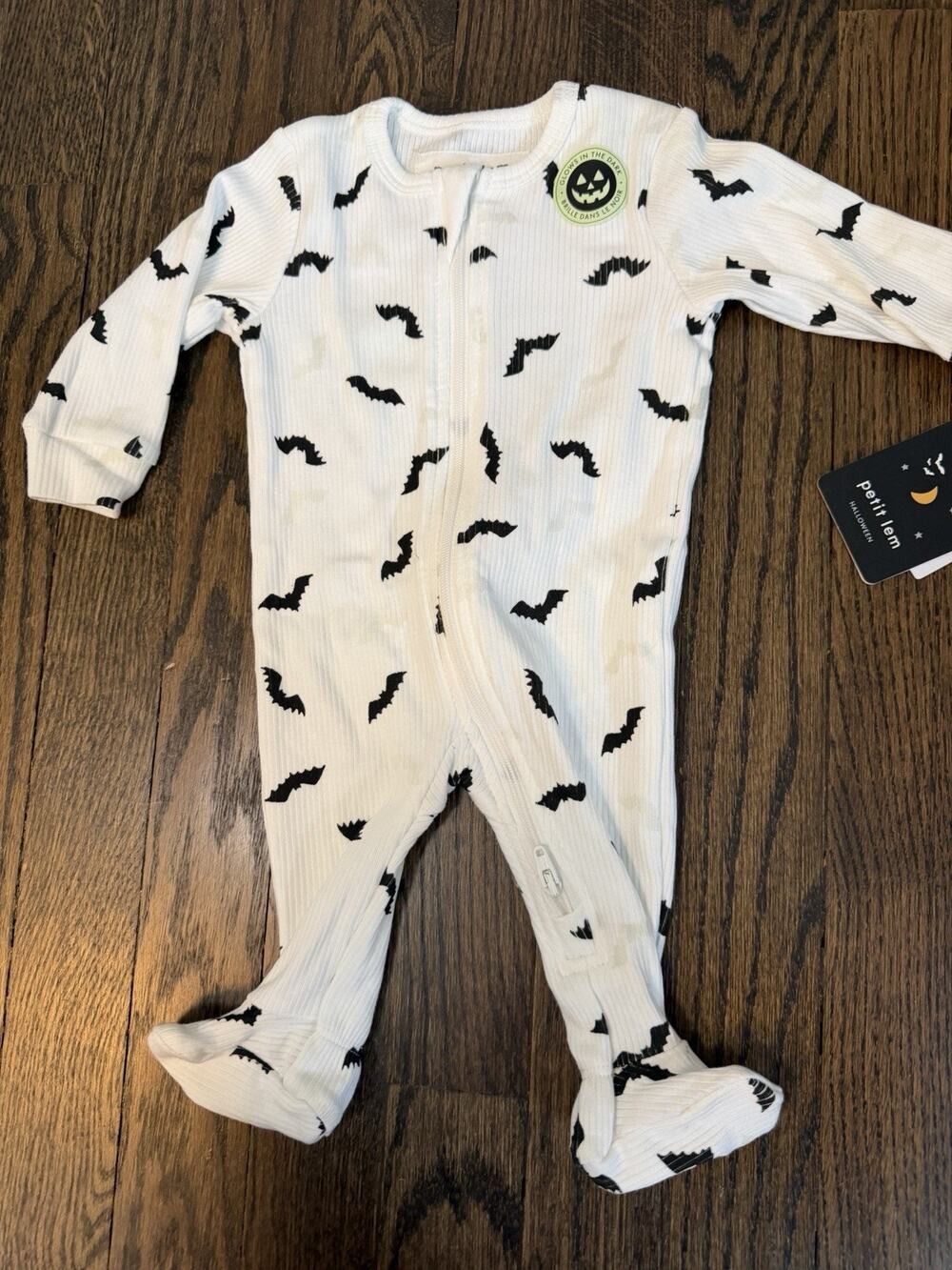 Petit Lem Newborn Zipper Bat Halloween Footie One Piece Cotton Unisex NWT $34